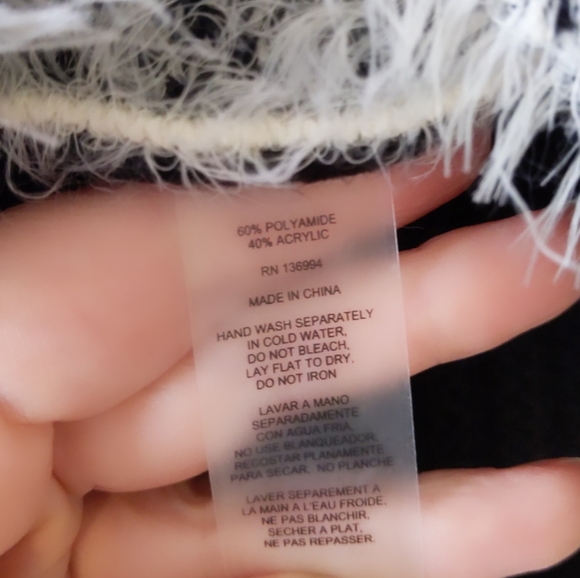 Sioni Black and White Mixed Fabric Cardigan Vest size Petite SP/MP - Picture 6 of 9